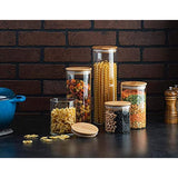 Canister Set of 5, Glass Kitchen Canisters with Airtight Bamboo Lid, Glass Storage Jars for Kitchen, Bathroom and Pantry Organization Ideal for Flour, Sugar, Coffee, Candy, Snack and More