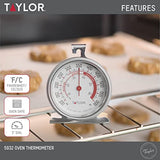 Taylor Precision Products 5932 Large Dial Kitchen Cooking Oven Thermometer, 3.25 Inch Dial, Stainless Steel