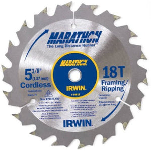 IRWIN Tools MARATHON Carbide Cordless Circular Saw Blade, 5 3/8-Inch, 18T Carded (14015)