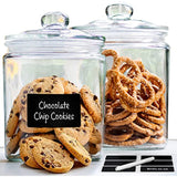 Glass Canister Set for Kitchen Counter + Labels & Marker - Set of 2 - Glass Cookie Jars with Airtight Lids - Food Storage Containers with Lids Airtight for Pantry - Flour, Sugar, Coffee, Cookies, etc.