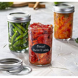 8oz Glass Mason Jars with lids Set of 12- wide mouth - Airtight Band + Marker & Labels - Canning Jars with Lids, Ideal for candle jars, Spice Jars, Wedding Favors, Meal Prep, Jelly Jar, Jam, Honey,