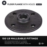 SUPPLY GIANT CNGM0034 Black Malleable Floor Flange with Four Screw Holes, 1/2 in