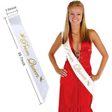 2 Pack Prom King and Prom Queen Satin Sash Kit School Graduate Party Décor Accessories