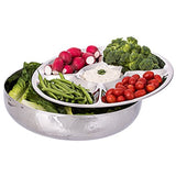 Classic Double Wall Serving Bowl - Stainless Steel 2 Piece Party Bowl and Serving Tray - Great for Salads, Fruit, Snacks, Chips and dips, Vegetables - Hot and Cold