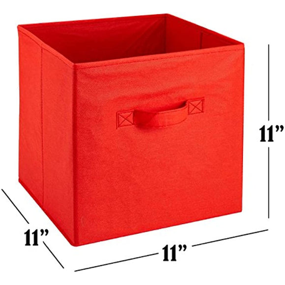 Foldable Cube Storage Bins - 6 Pack - These Decorative Fabric Storage Cubes are Collapsible and Great Organizer for Shelf, Closet or Underbed. Convenient for Clothes or Kids Toy Storage (Red)