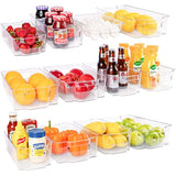 Refrigerator Organizer Bins - Clear Plastic, Stackable, Narrow and Wide Bin Sizes, Egg Tray with Lid. Great Storage for Fridge, Cabinets, Countertops and Pantry. (Set of 12)