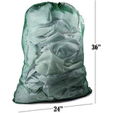 Commercial Mesh Laundry Bag - Sturdy Mesh Material with Drawstring Closure. Ideal Machine Washable Mesh Laundry Bag for Factories, College, Dorm and Apartment Dwellers. (24" x 36" | Green)