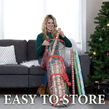 Clear Wrapping Paper Storage Bag - Transparent Design, Dual Zipper and Two Handles for Easy Carrying. Store Up to 25 Standard 40-Inch Gift Wrap Rolls. (RED)