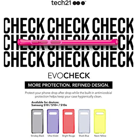 tech21 - Evo Check - for Samsung Galaxy S10 - Mobile Phone Case with a Unique Check Pattern - Thin and Light Cellphone Case - Phone Casing for Drop Protection of 12FT or 3.6M (Smokey/Black)