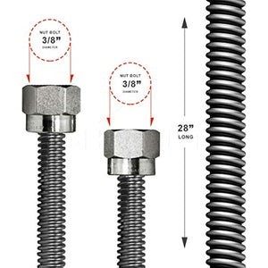 Flextron FTGC-SS38-30 28" Gas Line Connector with 1/2" Outer Diameter and Nut Fittings, Stainless Steel