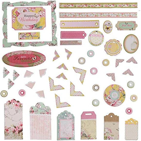 PICKME's D.I.Y Floral Scrapbook Kits for Adults & Kids, Hardcover Scrapbook Album Including Stationery Set with Gold Embossed Stickers, Decorative Ribbons & Journaling Supplies. (12