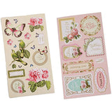 PICKME's D.I.Y Vintage Scrapbook Kits for Adults & Kids, Hardcover Coil-Bound Scrapbook Album Including Stationery Set with Gold Embossed Stickers, Ribbons & Journaling Supplies. (7.5" x 8", 100Pc)