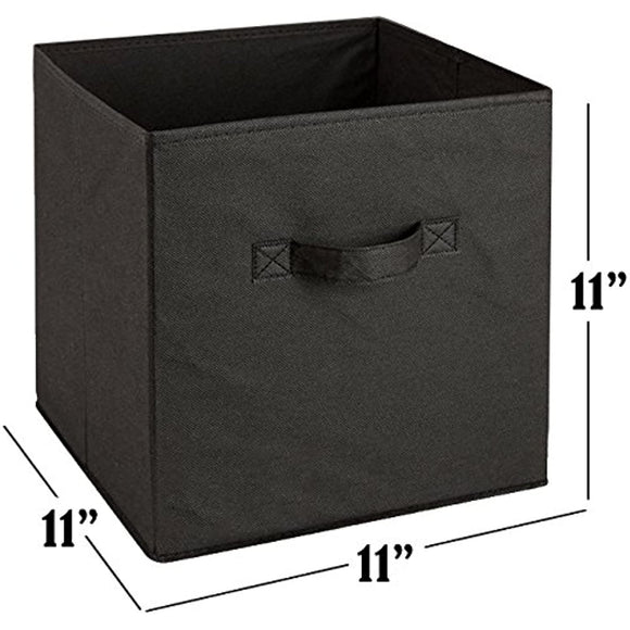 Foldable Cube Storage Bins - 6 Pack - These Decorative Fabric Storage Cubes are Collapsible and Great Organizer for Shelf, Closet or Underbed. Convenient for Clothes or Kids Toy Storage (Black)