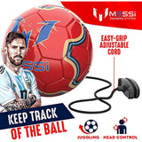 Messi Training System Kids Training Soccer Ball - Size 3 Youth Smart Football with Tether for Juggling, Foot Control, Kicking Practice - Adjustable Cord - Outdoor Soccer Equipment, Gold