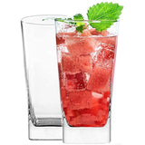 Drinking Glasses Set of 4 - Highball Glasses, Heavy Base Durable Glass Cups for Water, Wine, Beer, Cocktails and Mixed Drinks | Round Top, Square Bottom Glassware Set