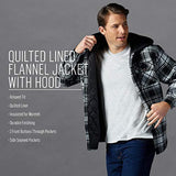 Wrangler Authentics Men's Long Sleeve Quilted Lined Flannel Shirt Jacket with Hood, Vintage Night, 3X-Large