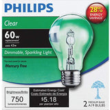 Philips Lighting 410498 A19 Ecovantage Halogen Lamp 43 Watt E26 Medium Base 750 Lumens 2920K Warm White
