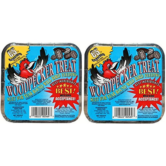 C & S Products Woodpecker Treat Beef Suet,Corn,Oats,Peanuts,Pecans 11 Oz