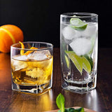 Attractive Highball Glasses [Set of 12] Drinking Glasses for Water, Juice, Beer, Wine, Whiskey, and Cocktails - 16 oz Square Base with Rounded Top