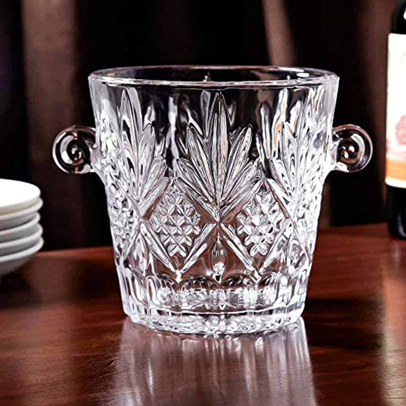 Elegant Crystal Ice Bucket with handles, wine cooler bucket, For weddings,events, parties