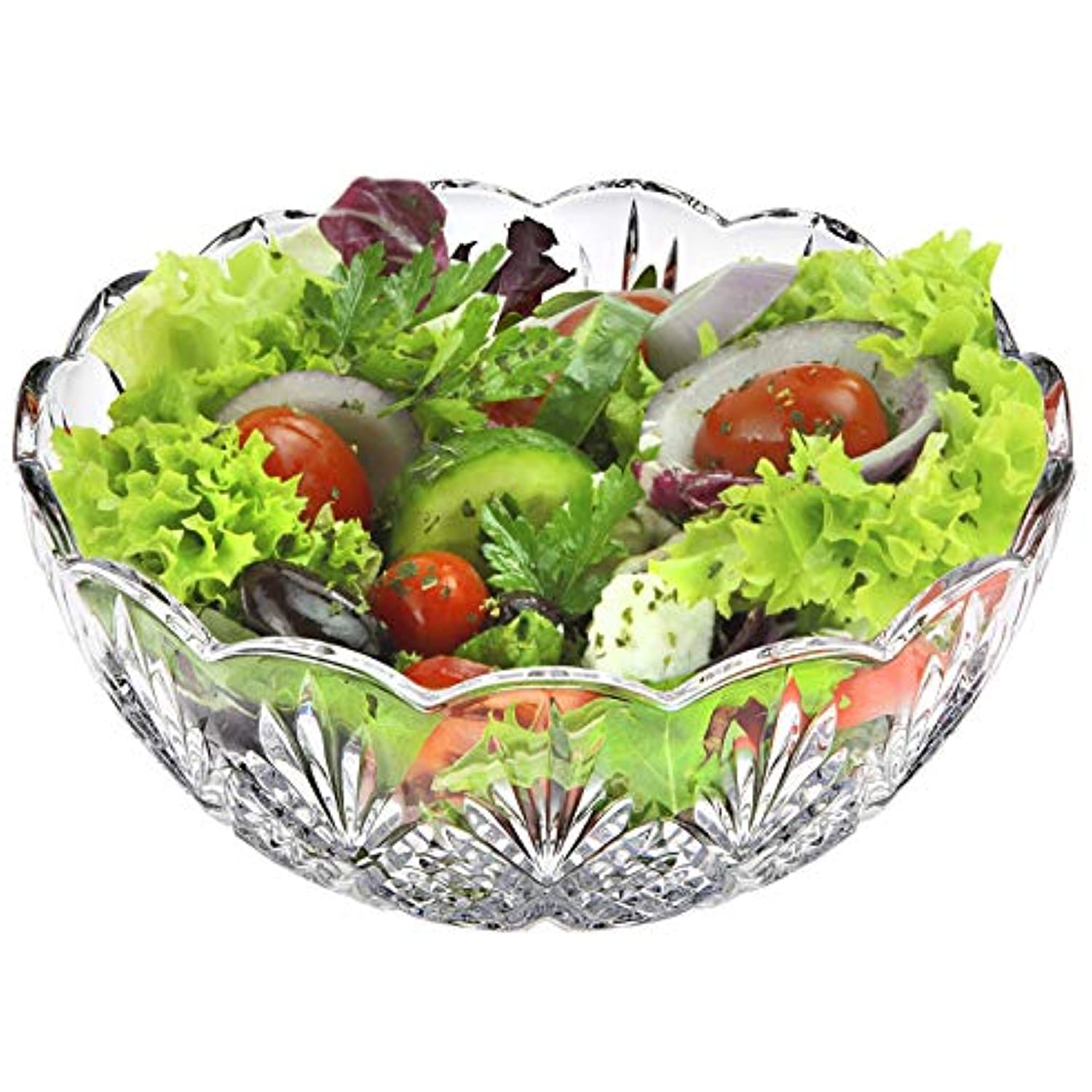 Elegant Large Crystal Clear Salad Bowl, Glass Mixing Bowl, All
