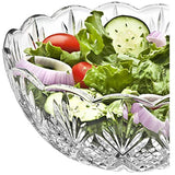 Elegant Large Crystal Clear Salad Bowl, Glass Mixing Bowl, All Purpose Round Serving Bowl