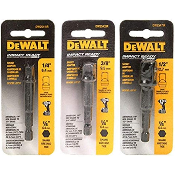 DeWalt Impact Driver Ready 3-Piece Socket Adapter Set DW2541IR, DW2542IR, DW2547IR