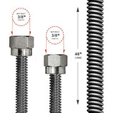 Flextron FTGC-SS14-48 46" Gas Line Connector with 3/8" Outer Diameter and Nut Fittings, Stainless Steel