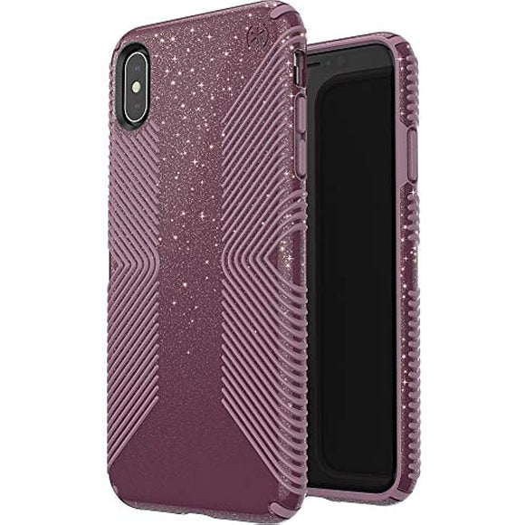 Speck Products Presidio Grip + Glitter iPhone Xs Max Case, Starlit Purple with Gold Glitter/Cattleya Pink (117107-7574)