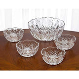Elegant Large Crystal Clear Salad Bowl, Glass Mixing Bowl, All Purpose Round Serving Bowl