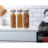 Le'raze Airtight Glass Food Storage Jars Containers, 3 Tall Cookies Jars with Bamboo Clamp Lid, Canisters for Kitchen, Bathroom & Pantry Organization, Ideal for Flour, Cereal, Sugar, Coffee & More