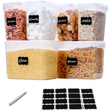 Large Airtight Food Storage Containers 3.6L / 122oz, 1.6L / 54oz, Clorso 6 Pieces BPA Free Plastic Food Storage Containers for Sugar, Flour, Baking Supplies, with 24 Labels, Black
