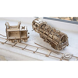 UGears Locomotive with Tender 3D Wooden Model Self Assembling Best Adult and Teens Gift