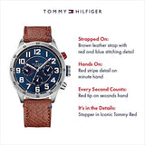 Tommy Hilfiger Men's Stainless Steel Quartz Watch with Leather Strap, Brown, 22 (Model: 1791066)