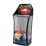 Store&Score Over The Door Hanging Kids Fun LED Race Car Light-Up Collapsible Mesh Laundry Hamper, Toy Chest, Metal Hooks Included