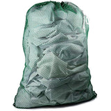 Commercial Mesh Laundry Bag - Sturdy Mesh Material with Drawstring Closure. Ideal Machine Washable Mesh Laundry Bag for Factories, College, Dorm and Apartment Dwellers. (24" x 36" | Green)