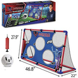 Messi Training System Large Soccer Goal Net and Ball 3 Piece Set - 2 in 1 Foldable Target Practice Soccer Training Equipment for Kids - Includes Size 2 Soccer Ball + Air Pump - Foot Volley Goal