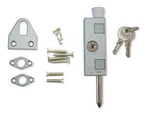 Keyed Patio Sliding Door Lock, with Steel Bolt, Aluminum Finish