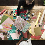 PICKME's D.I.Y Floral Scrapbook Kits for Adults & Kids, Hardcover Scrapbook Album Including Stationery Set with Gold Embossed Stickers, Decorative Ribbons & Journaling Supplies. (12" x 12", 100Pc)