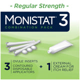 MONISTAT 3-Dose Yeast Infection Treatment, 3 Ovule Inserts & External Itch Cream