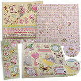 PICKME's D.I.Y Floral Scrapbook Kits for Adults & Kids, Hardcover Scrapbook Album Including Stationery Set with Gold Embossed Stickers, Decorative Ribbons & Journaling Supplies. (12" x 12", 100Pc)