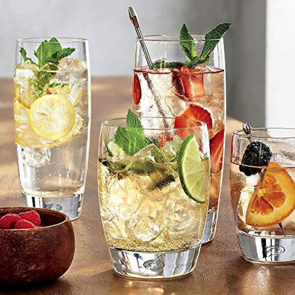 Attractive Glassware Set of 8 Highball Drinking Glasses, 16oz. Beer Glasses, Home & Party Drinkware Set.