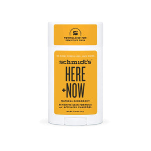 Schmidt's Activated Charcoal Sensitive Skin Here + Now Natural Deodorant, 2.65