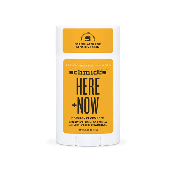 Schmidt's Activated Charcoal Sensitive Skin Here + Now Natural Deodorant, 2.65