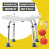 Shower Chair - with Back Scrubber & Additional Sponge - Tool Free Shower Chair