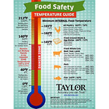 Taylor Precision Products Instant Read Analog Meat Food Grill BBQ Cooking Kitchen Thermometer with Red Pocket Sleeve for Calibration, 1 inch dial, Stainless Steel