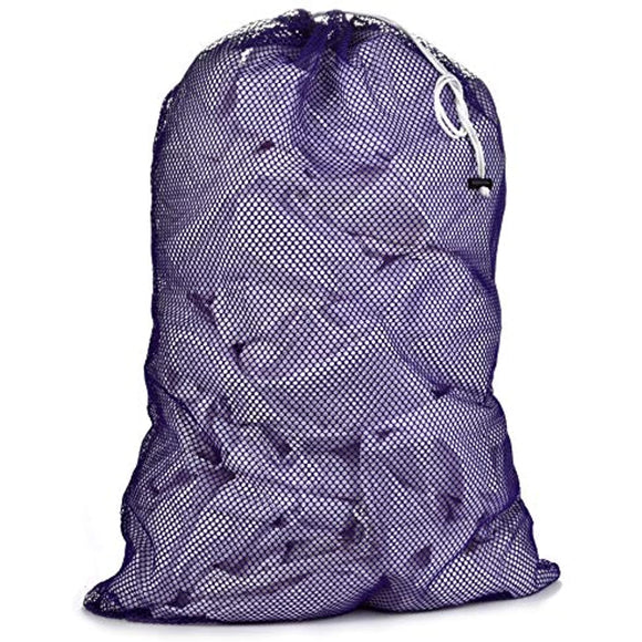 Commercial Mesh Laundry Bag - Sturdy Mesh Material with Drawstring Closure. Ideal Machine Washable Mesh Laundry Bag for Factories, College, Dorm and Apartment Dwellers. (24