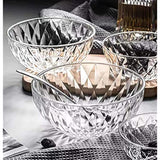 Glass Bowl, Decorative Diamond Design Bowls For Kitchen & Home Décor, Centerpiece Table Decorations Great For Dining, Living Room Décor, Serving Bowls, Salad Bowl, Pasta Bowls, Candy Bowl, Fruit Bowl.