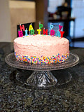 Le'raze Crystal Cake Plate with Stand, 12" Round Pedestal Cake Stand, Desert Serving Tray for Weddings, Events, Parties