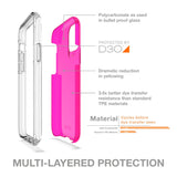 ZAGG Gear4 Crystal Palace Neon Compatible with iPhone 11 Pro Case, Advanced Impact Protection with Integrated D3O Technology, Anti-Yellowing, Phone Cover � Neon Pink